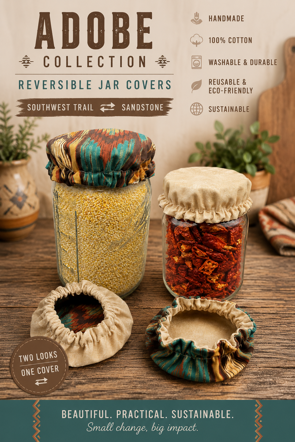 Southwest / Sandstone Reversable Jar Cover
