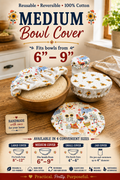 Chicken & Coops / Sunflower Calico - Medium Reversable Bowl Cover