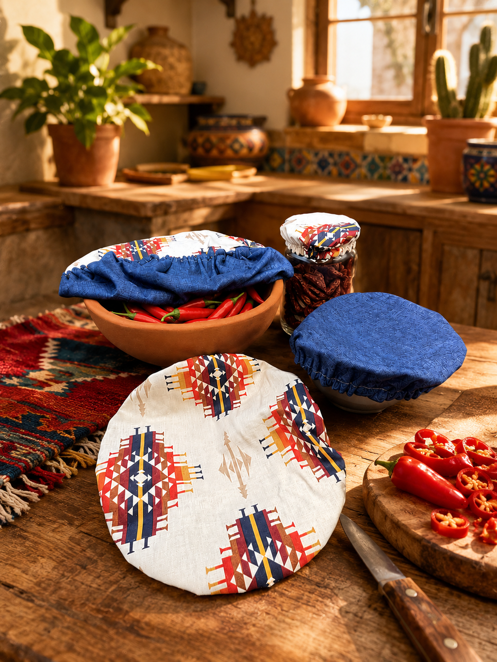 Spirit Trail / Blue Water Reversible Bowl Cover Set