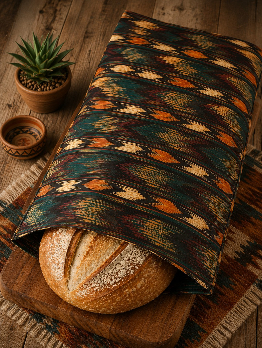 Southwest Stripe Bees Waxed Bread Bag