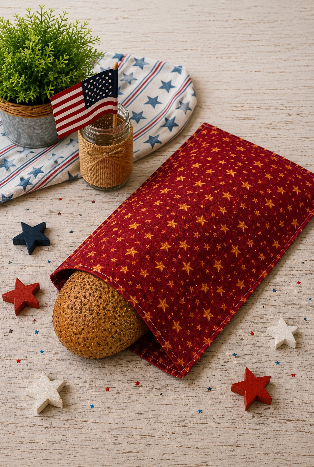 Liberty Stars Bees Waxed Bread Bag