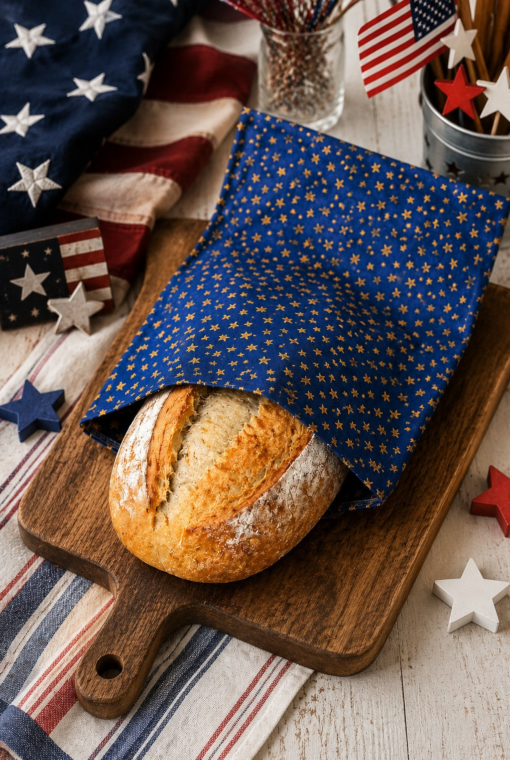 Stars of Freedom Bees Waxed Bread Bag