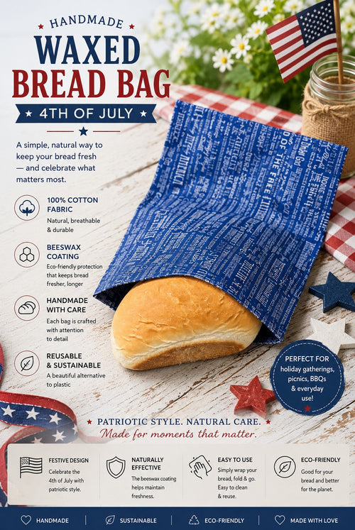 Freedom Script Bees Waxed Bread Bag