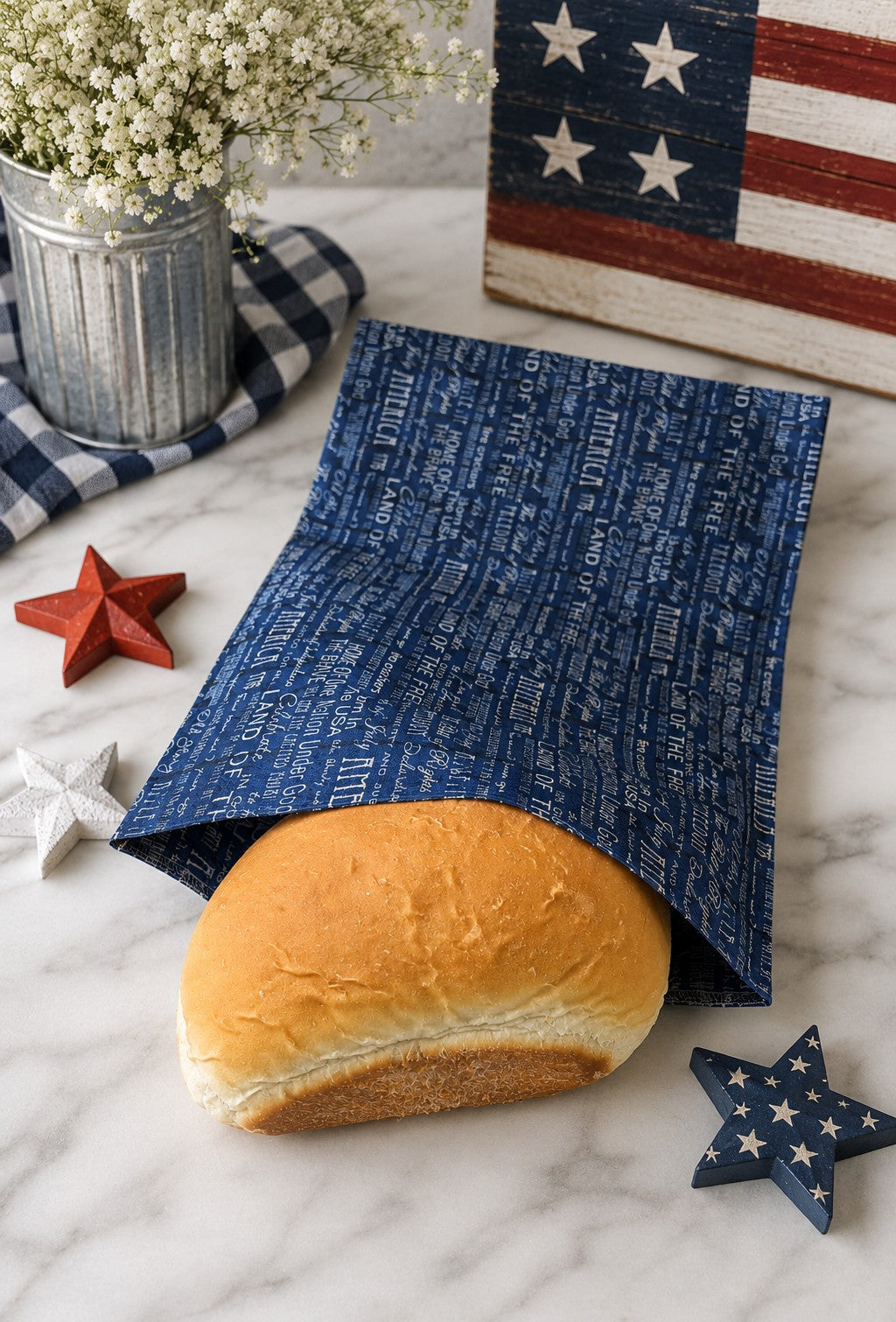 Freedom Script Bees Waxed Bread Bag