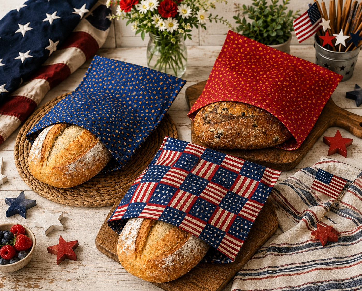 Freedom Script Bees Waxed Bread Bag