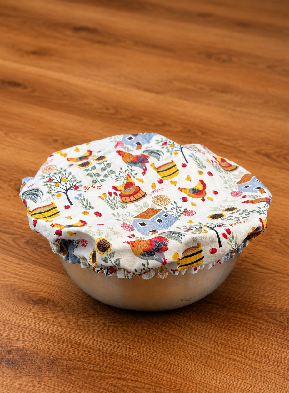 Chicken Coops / Sunflower Calico:  Large Reversible Bowl Cover