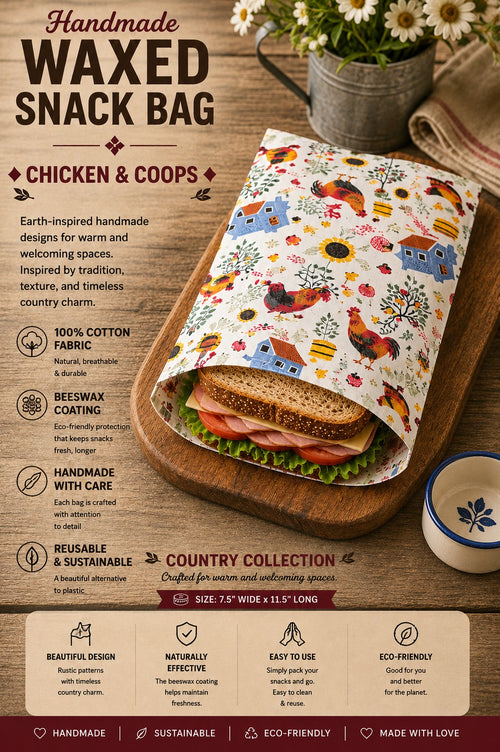 Chicken and Coops Bees Waxed Snack Bag