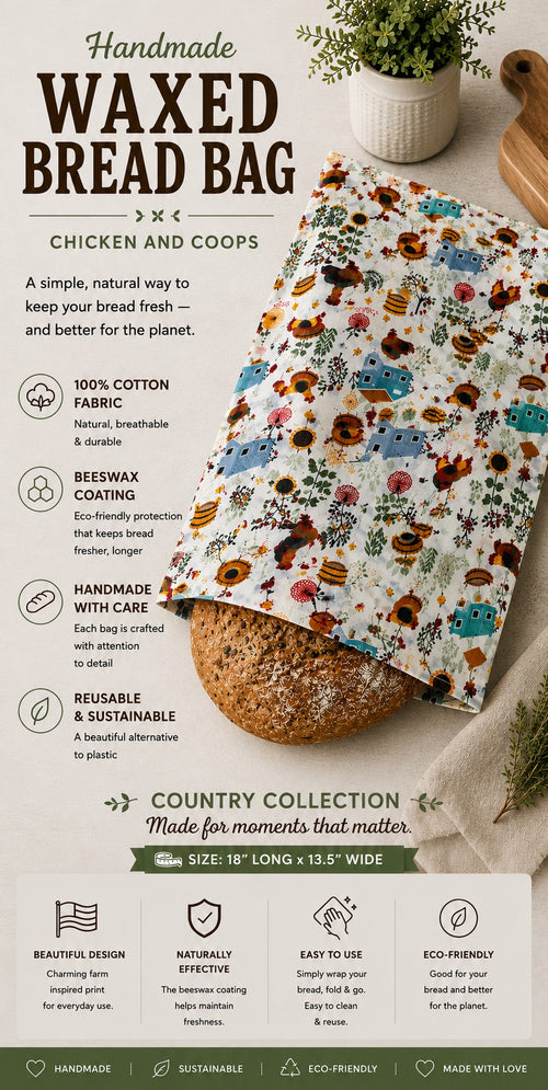 Chicken and Coops Bees Waxed Bread Bags