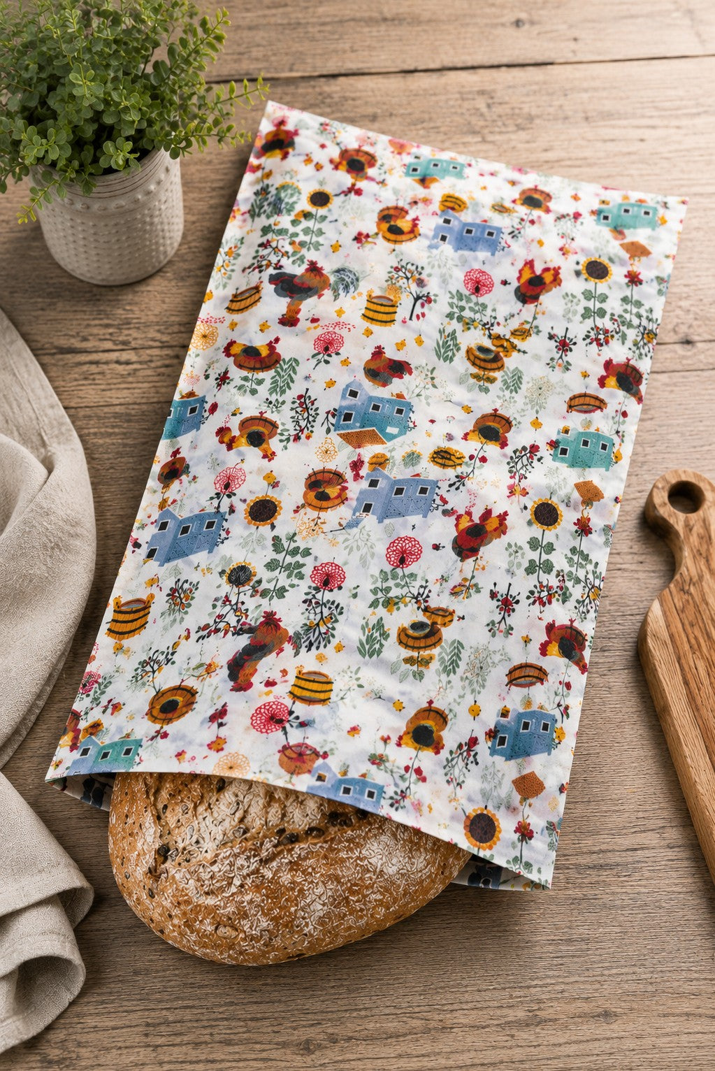 Chicken and Coops Bees Waxed Bread Bags