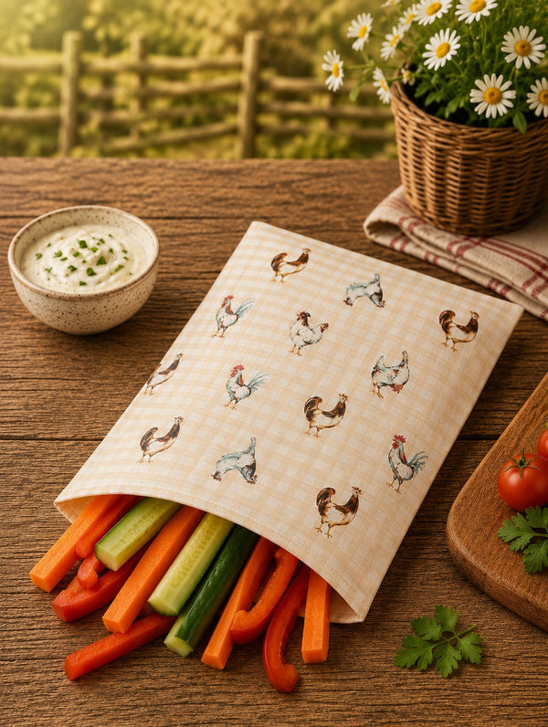 Chicken on Gingham: Beeswax Snack Bag