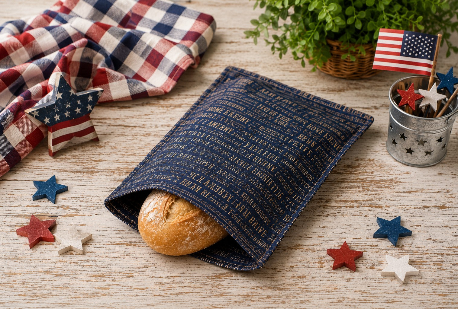 Freedom Script Bees Waxed Bread Bag