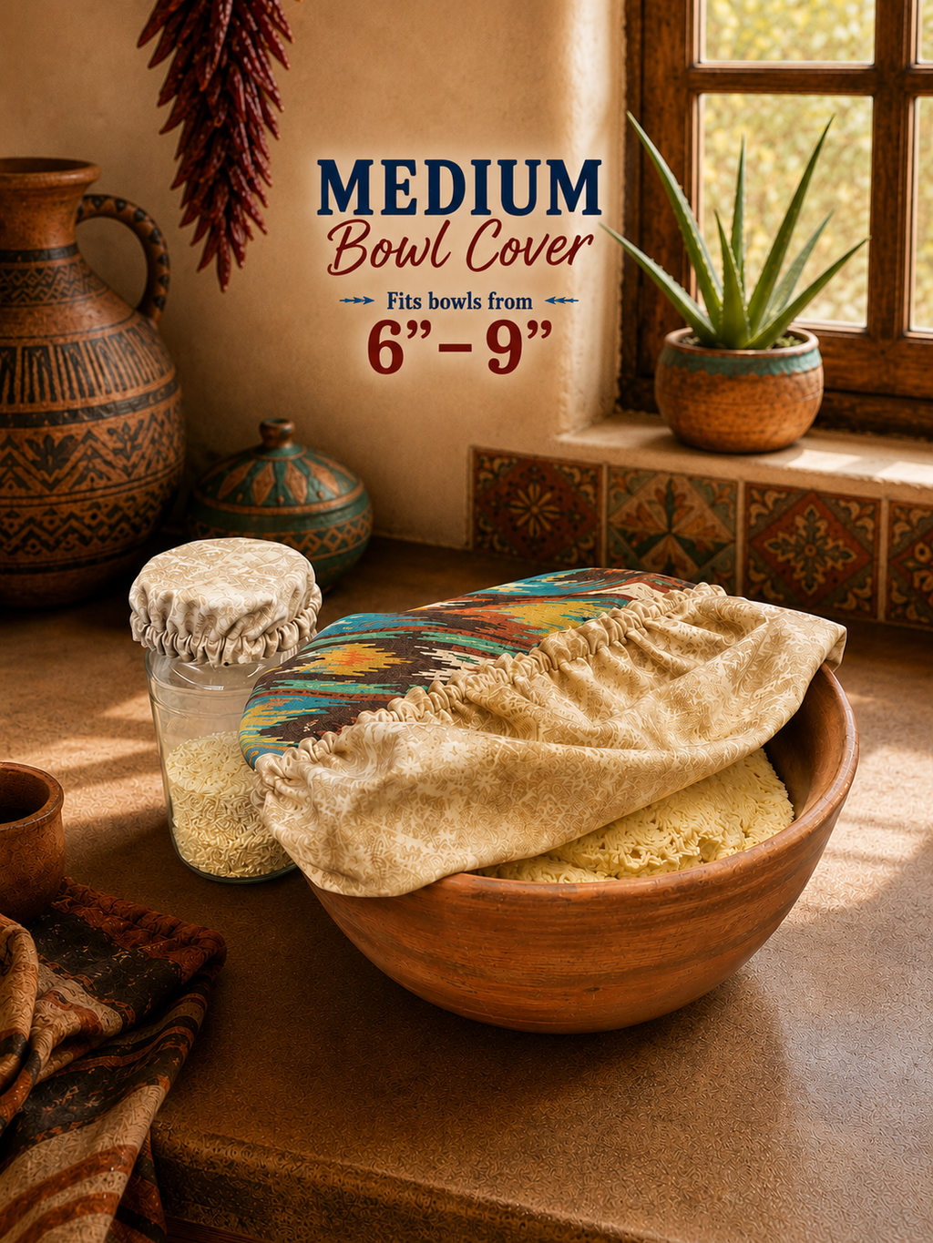 Southwest Stripe / Sandstone: Medium Reversible Bowl Cover