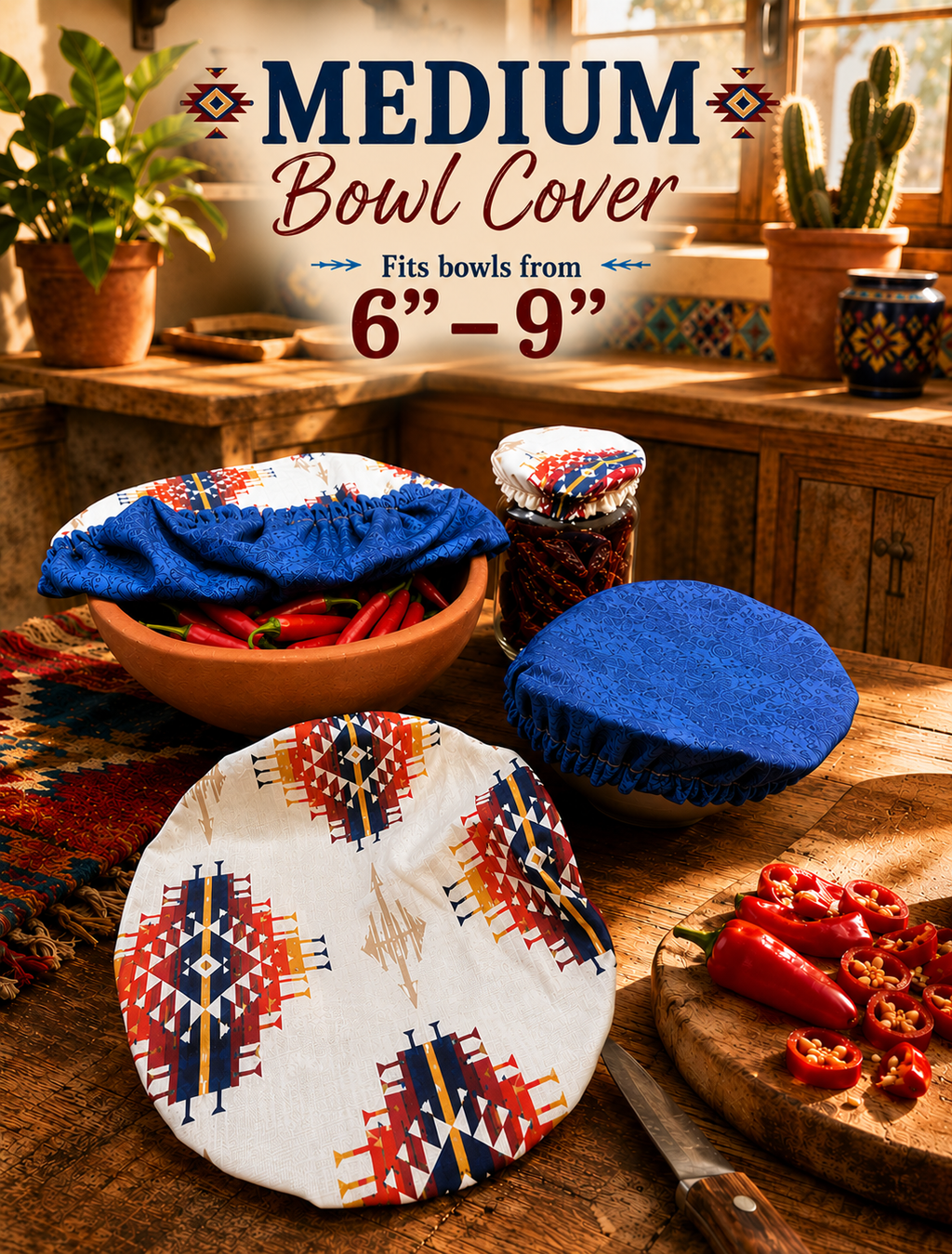Spirit Trail / Blue Water:  Medium Reversible Bowl Cover