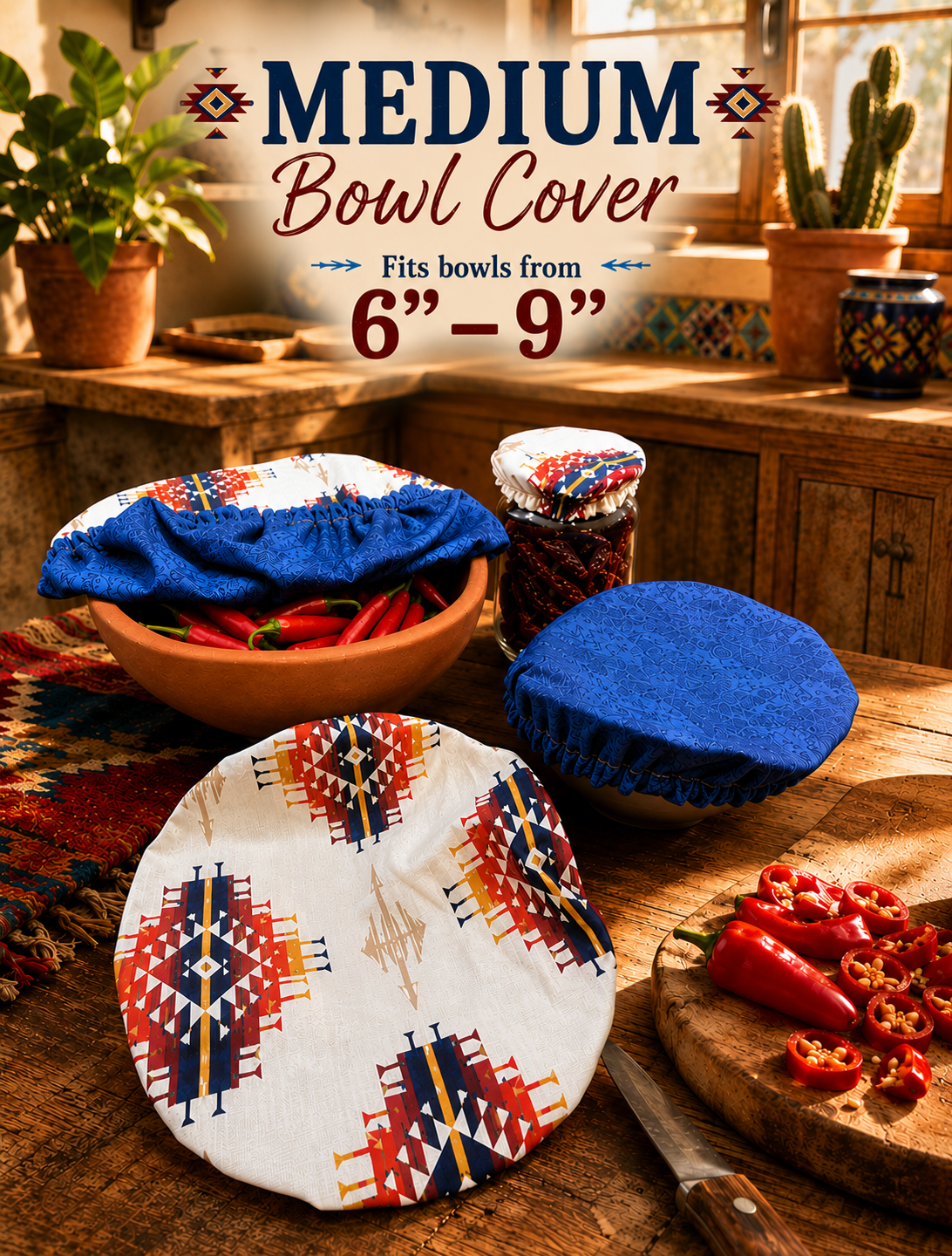 Spirit Trail / Blue Water:  Medium Reversible Bowl Cover