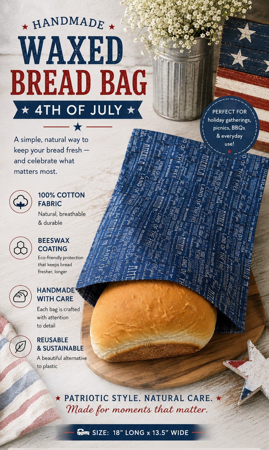 Freedom Script Bees Waxed Bread Bag