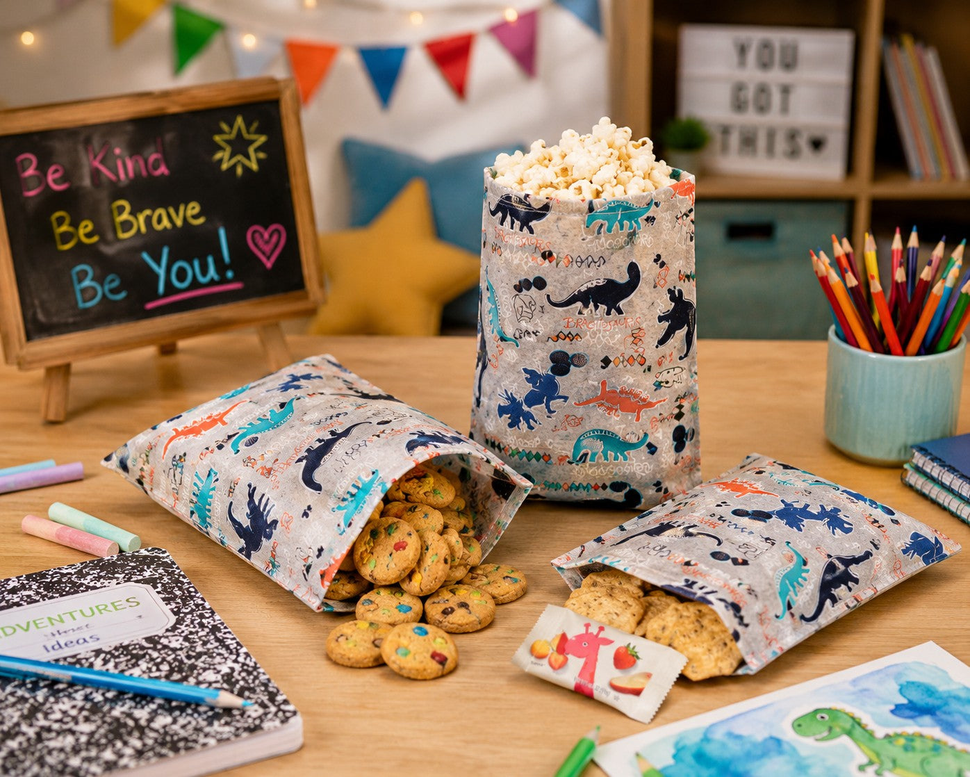 Dino: Bees Waxed Snack Bag