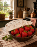 Chicken On Gingham / Tan Vine:   Small Reversible Bowl Covers