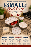 Chicken On Gingham / Tan Vine - Small Reversable Bowl Covers