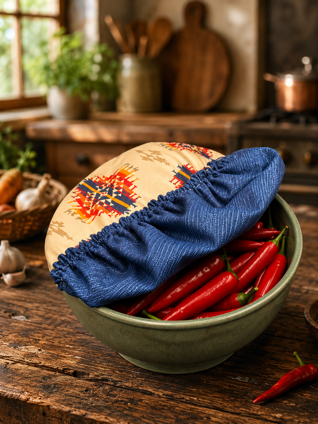 Spirit Trail / Blue Water:  Large Reversible Bowl Cover