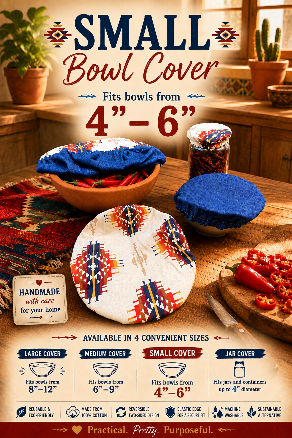 Spirit Trail / Blue Water - Small Reversable Bowl Cover