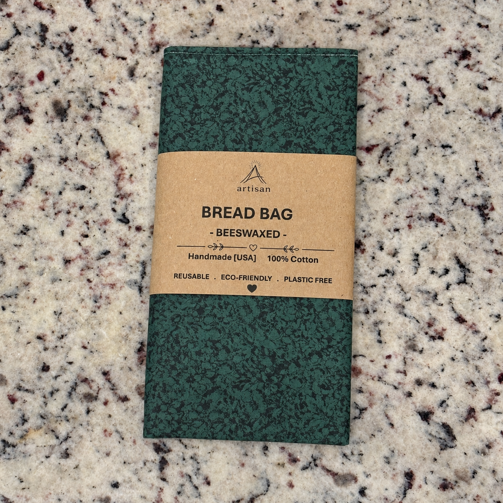 Green Floral: Beeswax Bread Bag