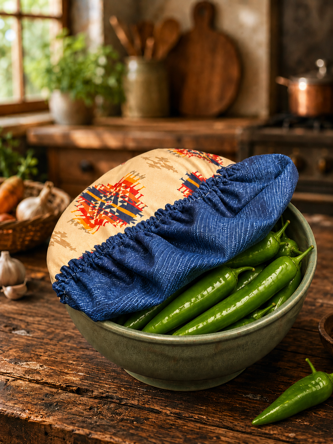 Spirit Trail / Blue Water:  Medium Reversible Bowl Cover